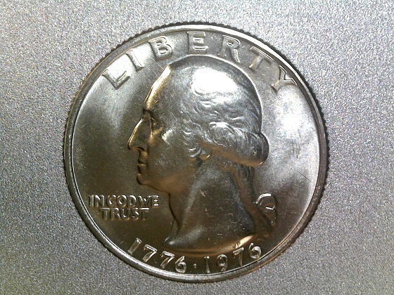1976-P-BU-Bicentennial-Quarter,-Feeder-Finger-Marks,-&-Struck-Through